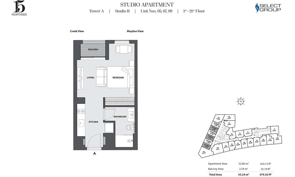 Tower A, Studio-B, Unit 05,07,09, 1st-21st Floor